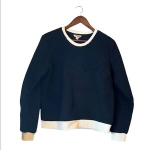 NWOT Lucky Brand black and cream long sleeve sherpa pullover crew neck sweater M